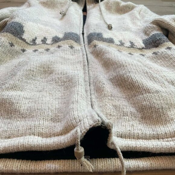 Kyber Outerwear 100% wool coat hooded zip up tan Women's 2xl Nepal - Picture 3 of 9